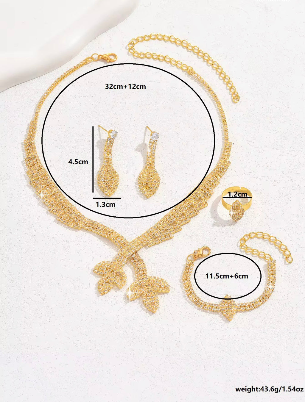 Parure Cléopâtre en 4 Pièces Collier - Bague - Bracelet - Boucle d’oreilles